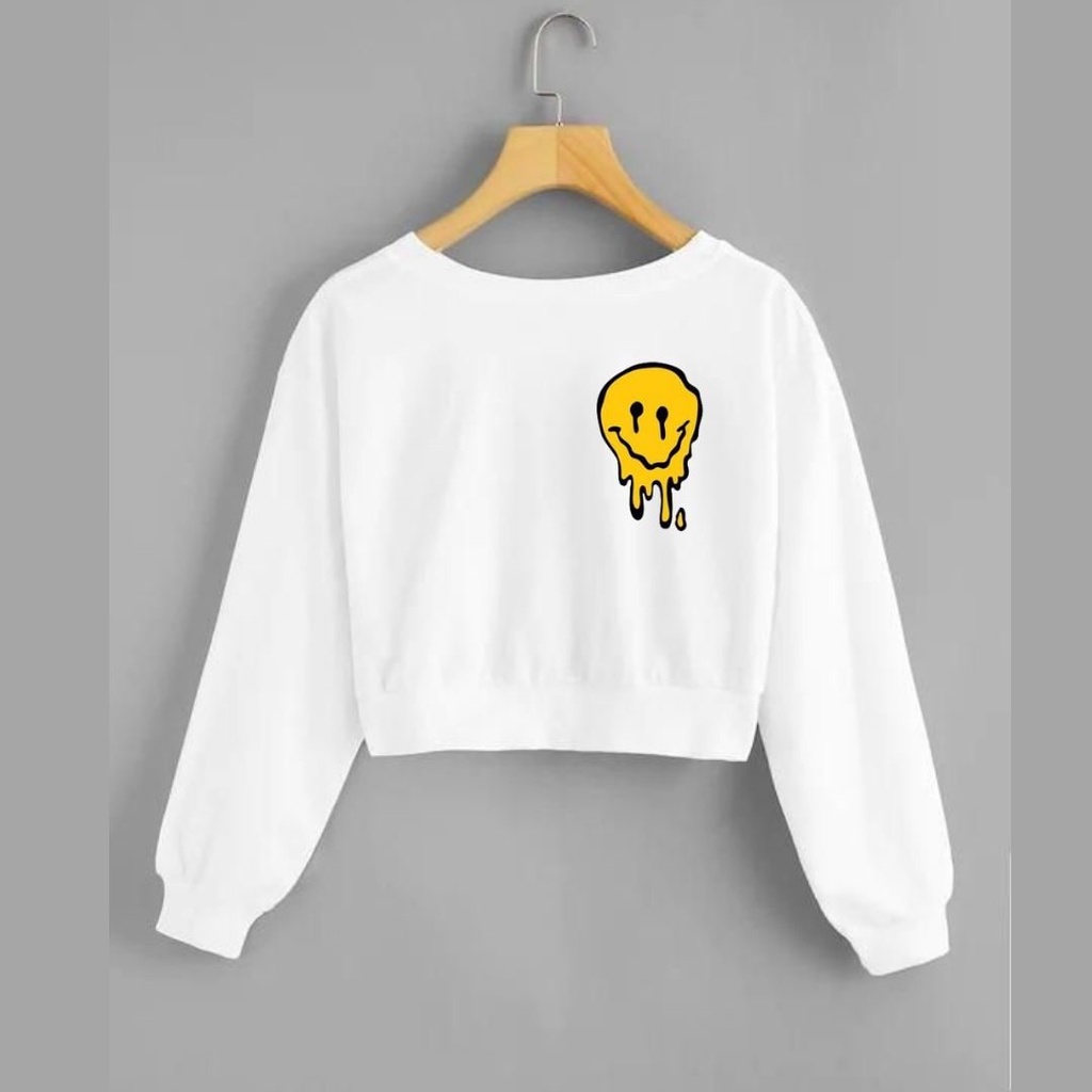 Clothing May - Sweater Crop Smile Sweater Distro Croptop Atasan Krop Top Wanita Cewek Viral