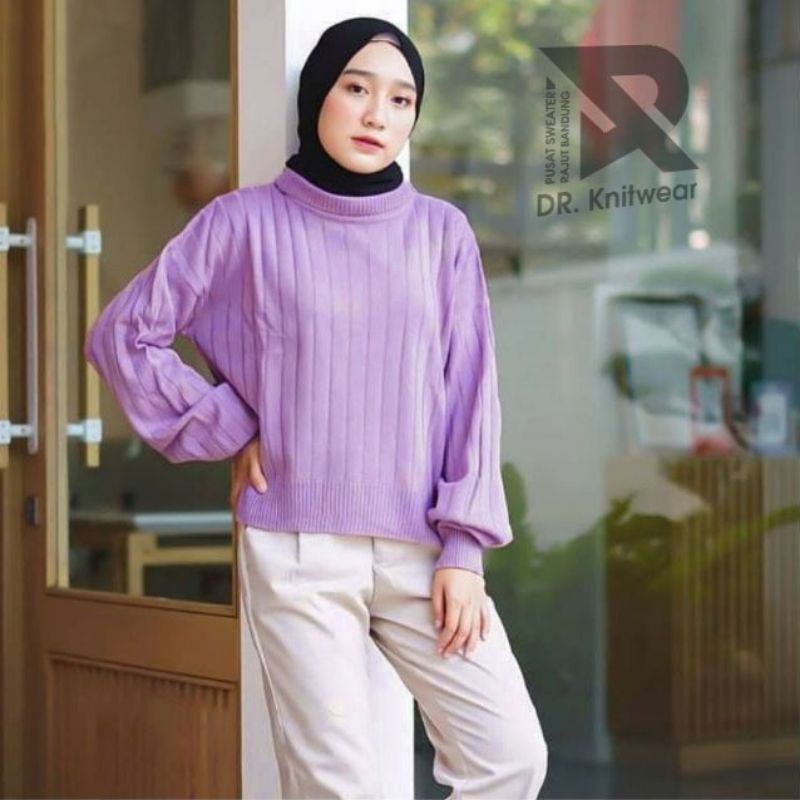 Sweater Rajut Jovanka Oversize Turtleneck - Baju Rajut Wanita Tebal Terlaris