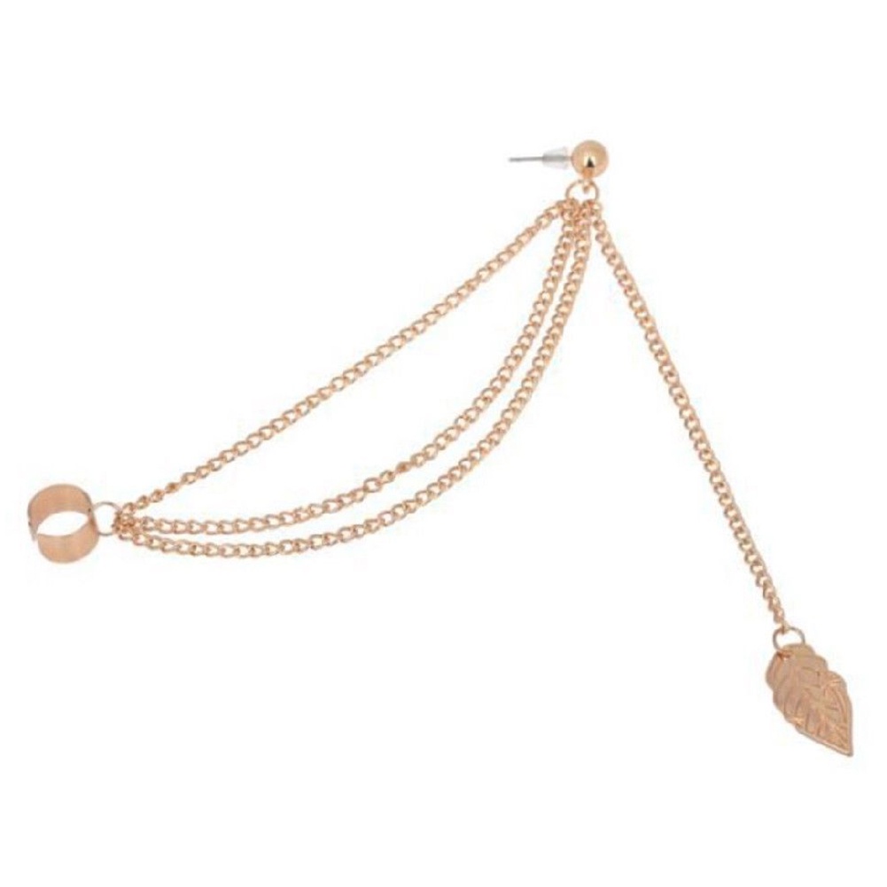 Hu Hu Hu Hu Hu Alat Bantu Pasang Kacamata♡ Anting Tusuk Gantung Desain Daunrumbai Rantai Gaya Punk Rock Untuk Wanita