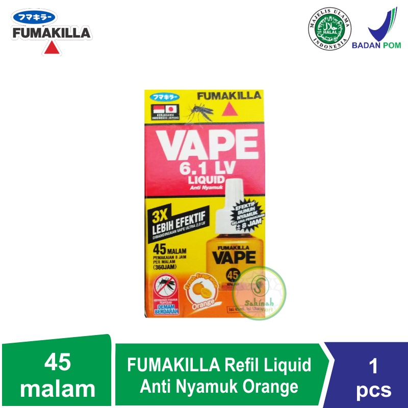 FUMAKILLA Vape Refil Liquid Anti Nyamuk 45 malam - Obat Nyamuk Elektrik - Anti nyamuk