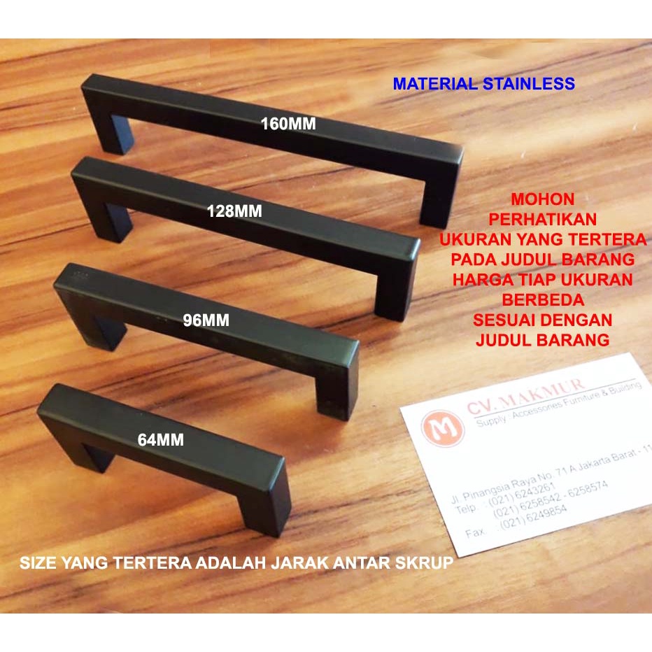 Tarikan Laci Atau Lemari Minimalis Black 128 MM Stainless STARCK SQ