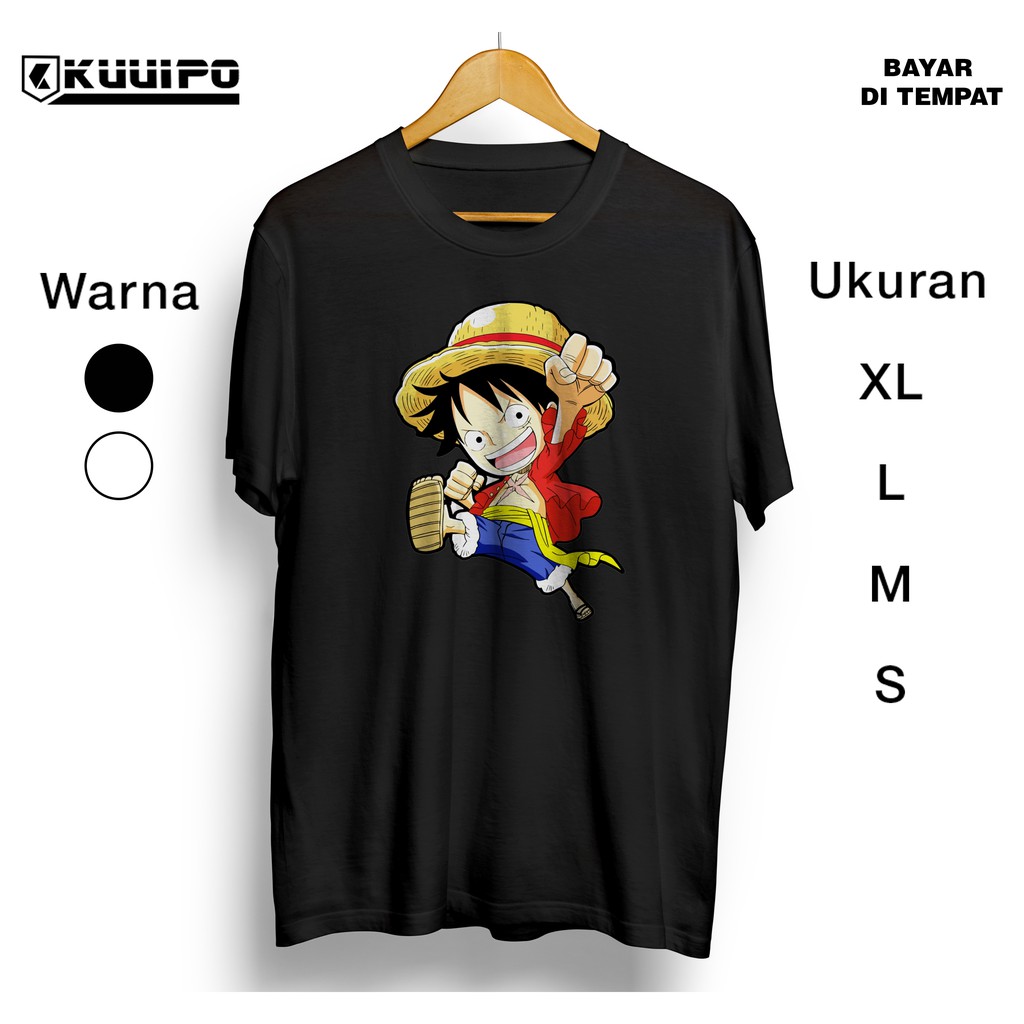 KAOS CHIBI LUFFY ONE PIECE / ANIME PIRATE BAJAK LAUT TOPI JERAMI / FASHION JEPANG / BAJU IMPORT