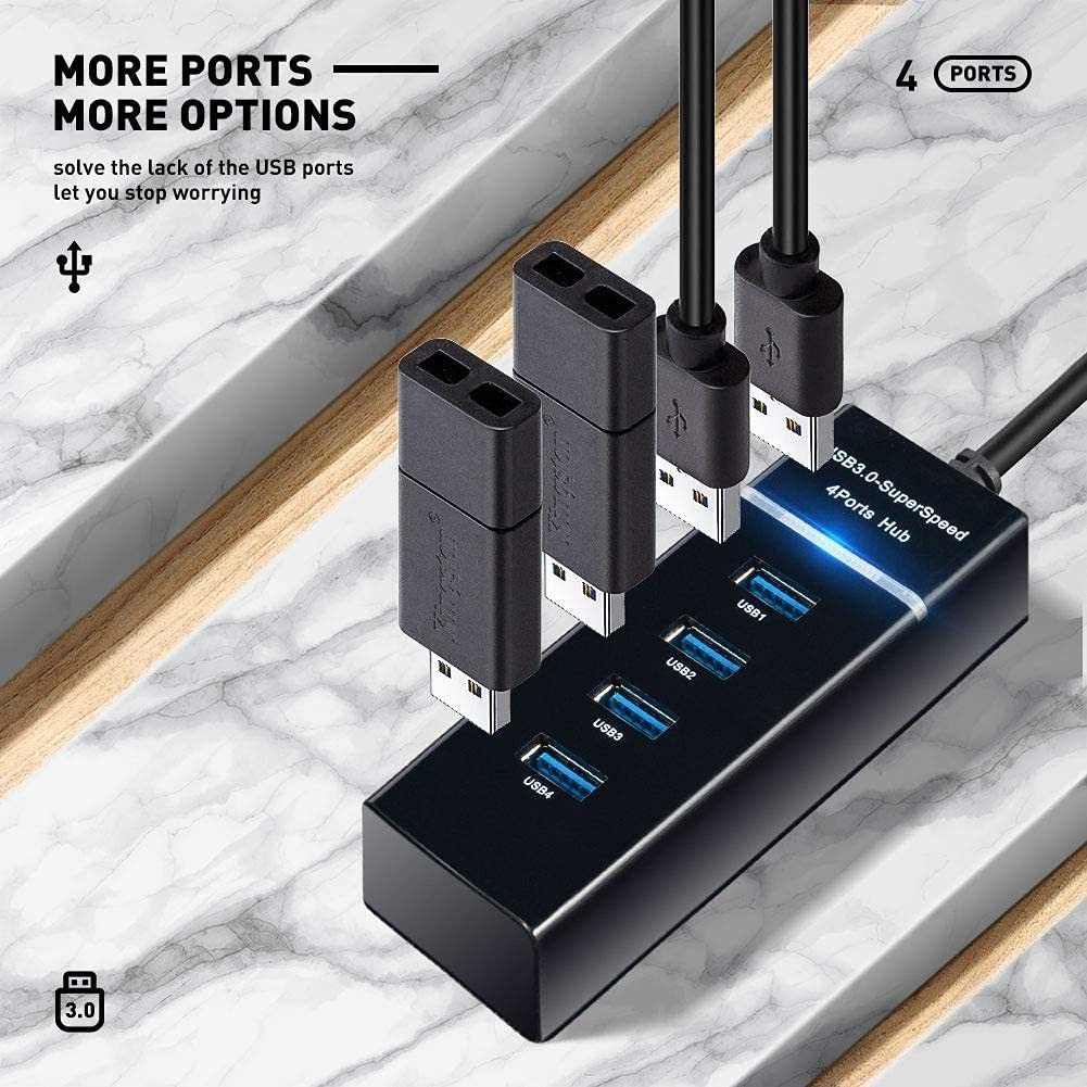 USB Hub 4 Port High Speed USB 3.0 Transfer Rate 5Gbps Plug and Play Adapter HUB Multifungsi Bisa Untuk Mouse Keyboard Bluetoth Dongle