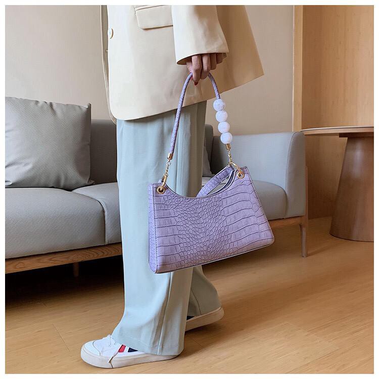 BJ15115 - BLACK/PURPLE/WHITE - TAS SLEMPANG MUTIARA HANDBAG TOTEBAG TAS WANITA FASHION IMPORT MODIS ELEGAN TERMURAH TERLARIS TERBARU BAGSTORE JAKARTA TAS BATAM ELJ5115