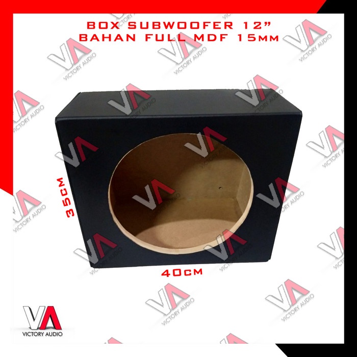 Box Full MDF Subwoofer 12 Inch Boks Sub Audio Mobil Tebal 15mm Hitam