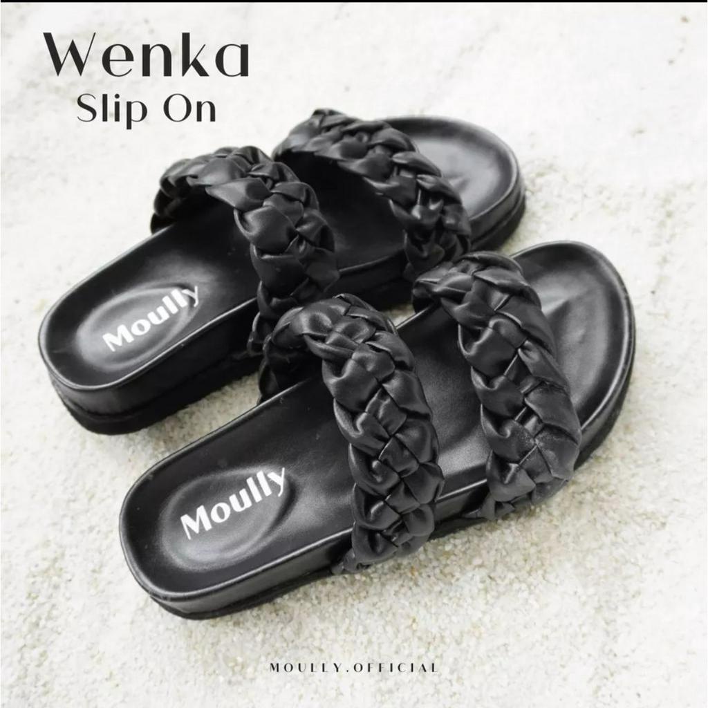 Ghanimi x Moully - Wenka Slip On / Sandal Wanita / Sandal Kepang Lucu /Casual Sandal / Wedges Kondangan