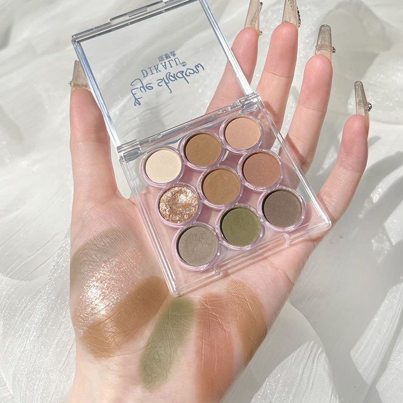 DIKALU EYESHADOW 9 WARNA KEMASAN AKRILIK BULAT MILK TEA KODE DKL - 919