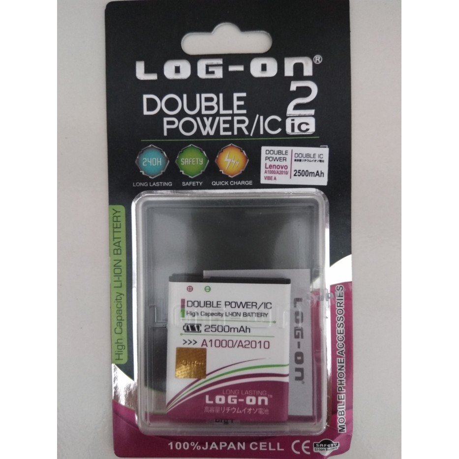 Batre Baterai Double Power IC Log-On LENOVO A1000 / A2010 / VIBE A