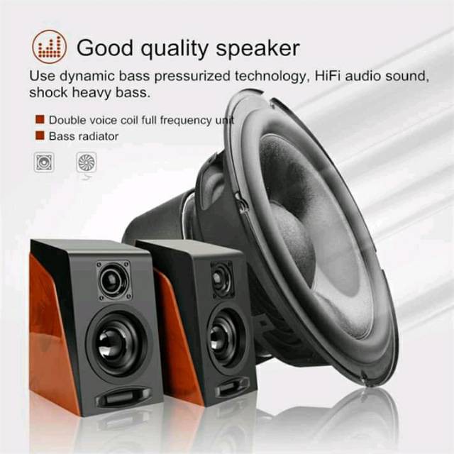 Grab Medan Speaker Audio First Eye 950 HiFi Desktop Multimedia Stereo 2.0 Channel - Black/Brown