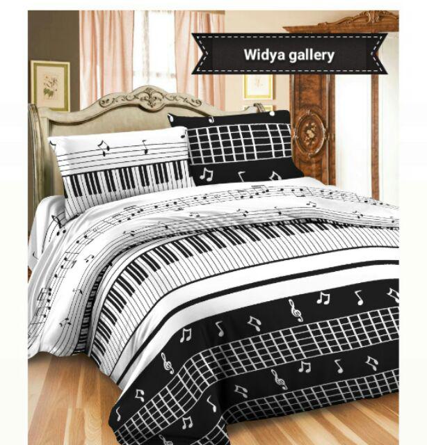 Sprei Motif Piano Motif Musik Katun Lokal Uk King Queen & Single
