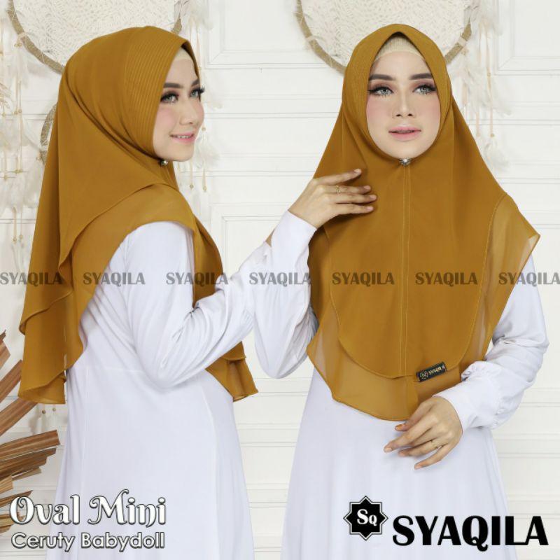 Khimar hijab ceruty dua layer pinguin / kerudung instan syari 2 layer oval mini