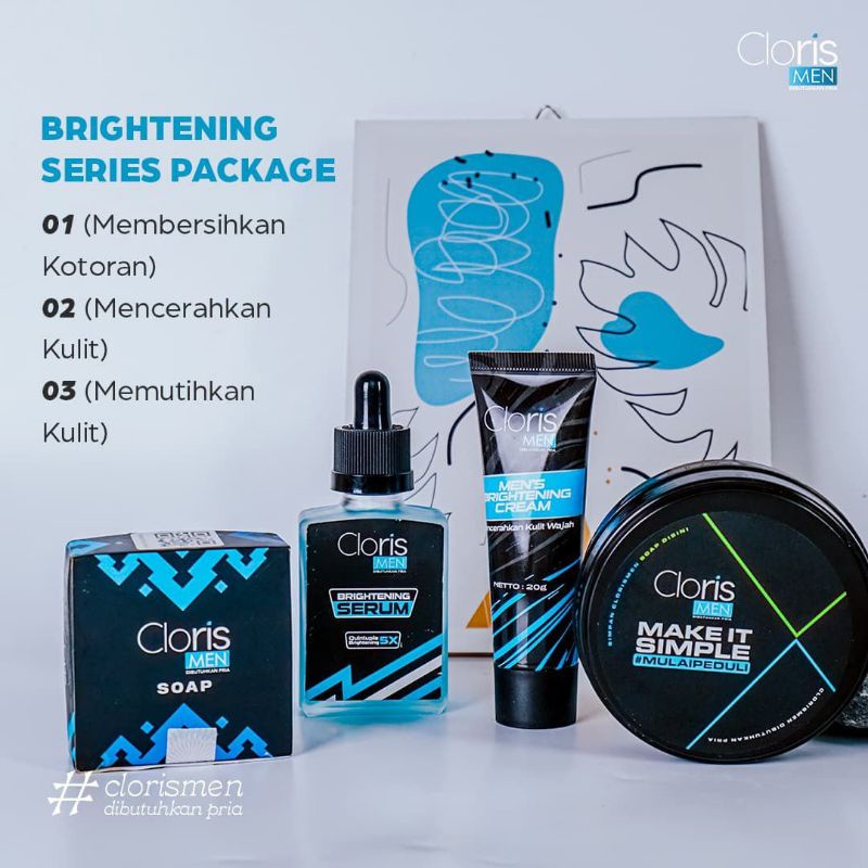 Clorismen Skincare Paket Brightening Sabun Perawatan Pembersih Pemutih Wajah Pria Penghilang Flek Hitam Muka Cowok