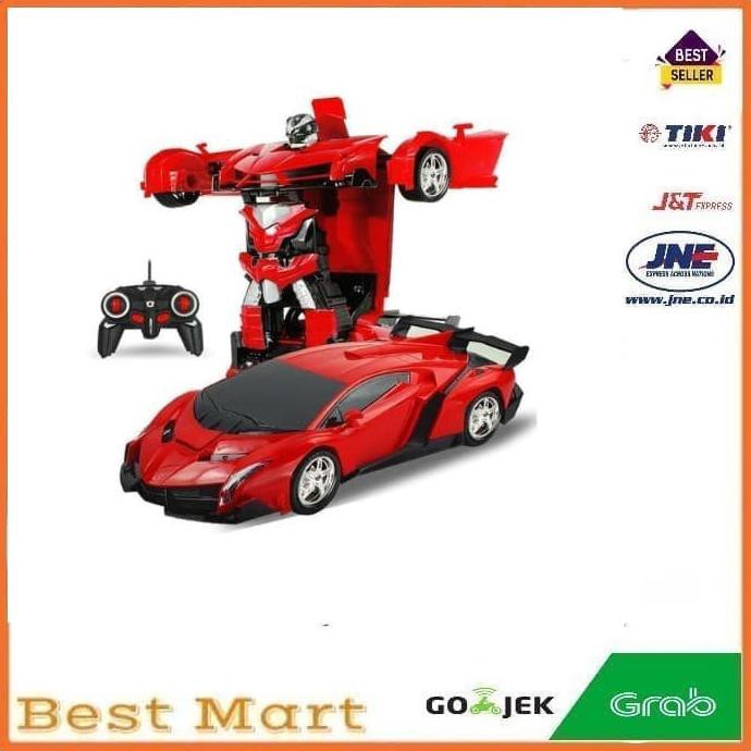 New Rc Mobil  Berubah Robot Remote Control Transform Car 