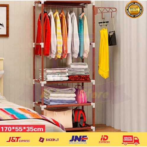 Aldam - Rak Baju Gantung Portable 3 Susun Besi Minimalis