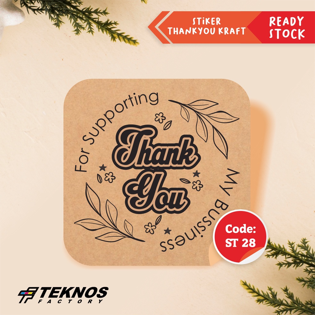 

STIKER LABEL THANK YOU KRAFT KOTAK ROUND TERMURAH ECER