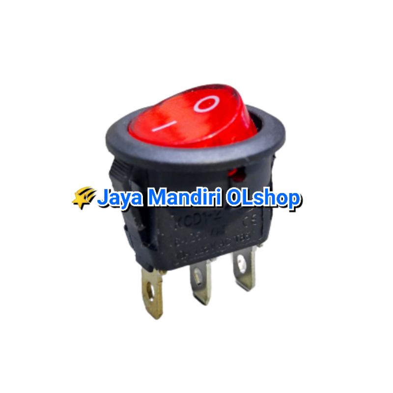 Rocker Switch/Saklar Switch bulat 3 pin (on -off + Lampu)