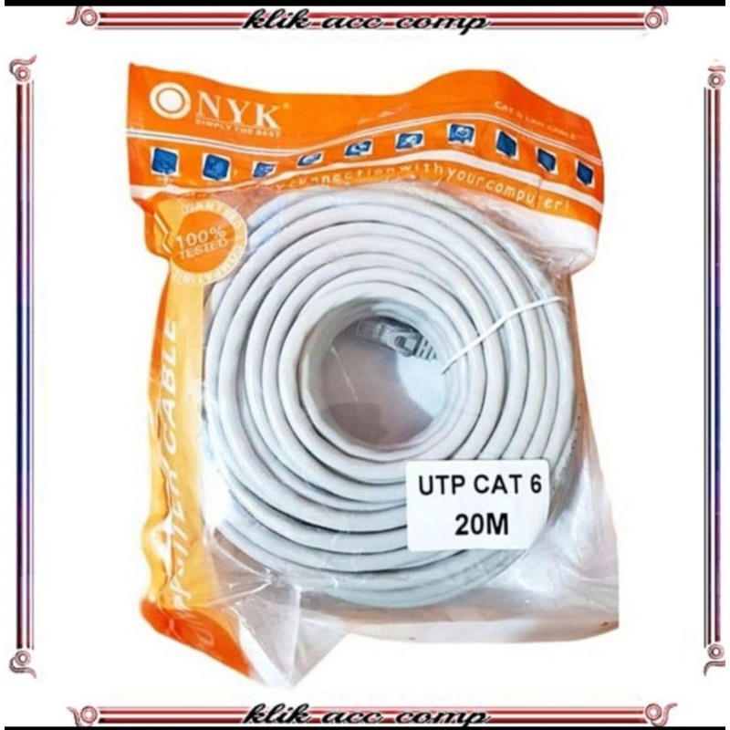 NYK Kabel lan 20 meter cat 6 Internet Jaringan Cat6 UTP 20M kabel RJ45