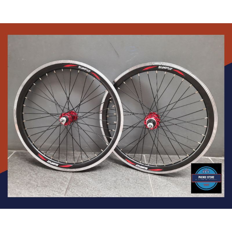 SP12D Sepasang Wheel Set Atlantis 20 x 175 36 Hole × Bitex Velg Jadi Pelk Jadi 20