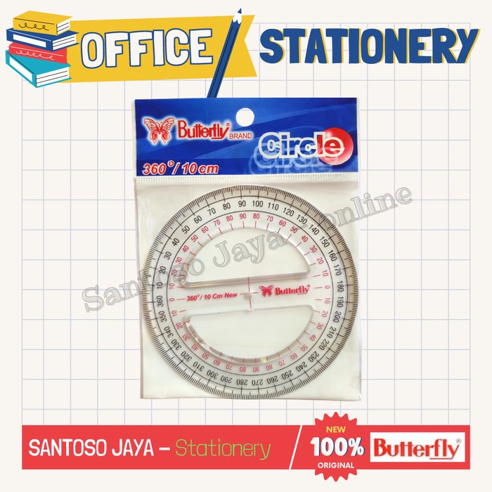 

Penggaris Busur BUTTERFLY 360 derajat - CIRCLE - 10 cm