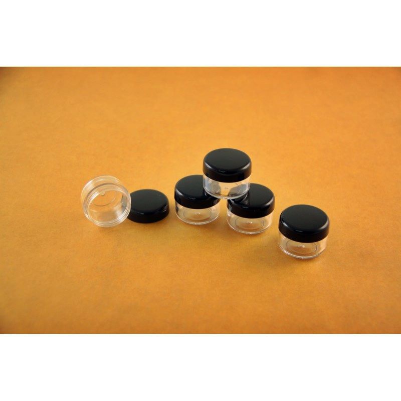 Pot Cream 5gr Hitam - Putih Transparan / Wadah Cream / Tempat Cream / Wadah Cosmetik Kosmetik Cosmet