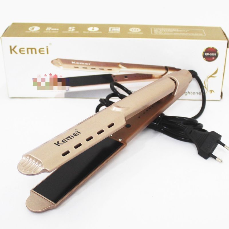 Catok Rambut Lurus Kemei KM-3229 Dengan Pengatur Suhu Catokan Profesional Hair Straightener