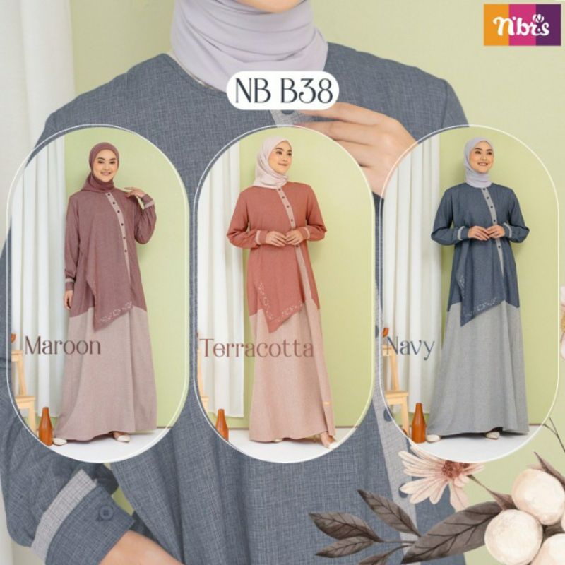 Gamis Nibras Busui - Gamis Elegant - Gamis twotone Nibras - Gamis Jumbo hamil dan Busui - Gamis Nibr