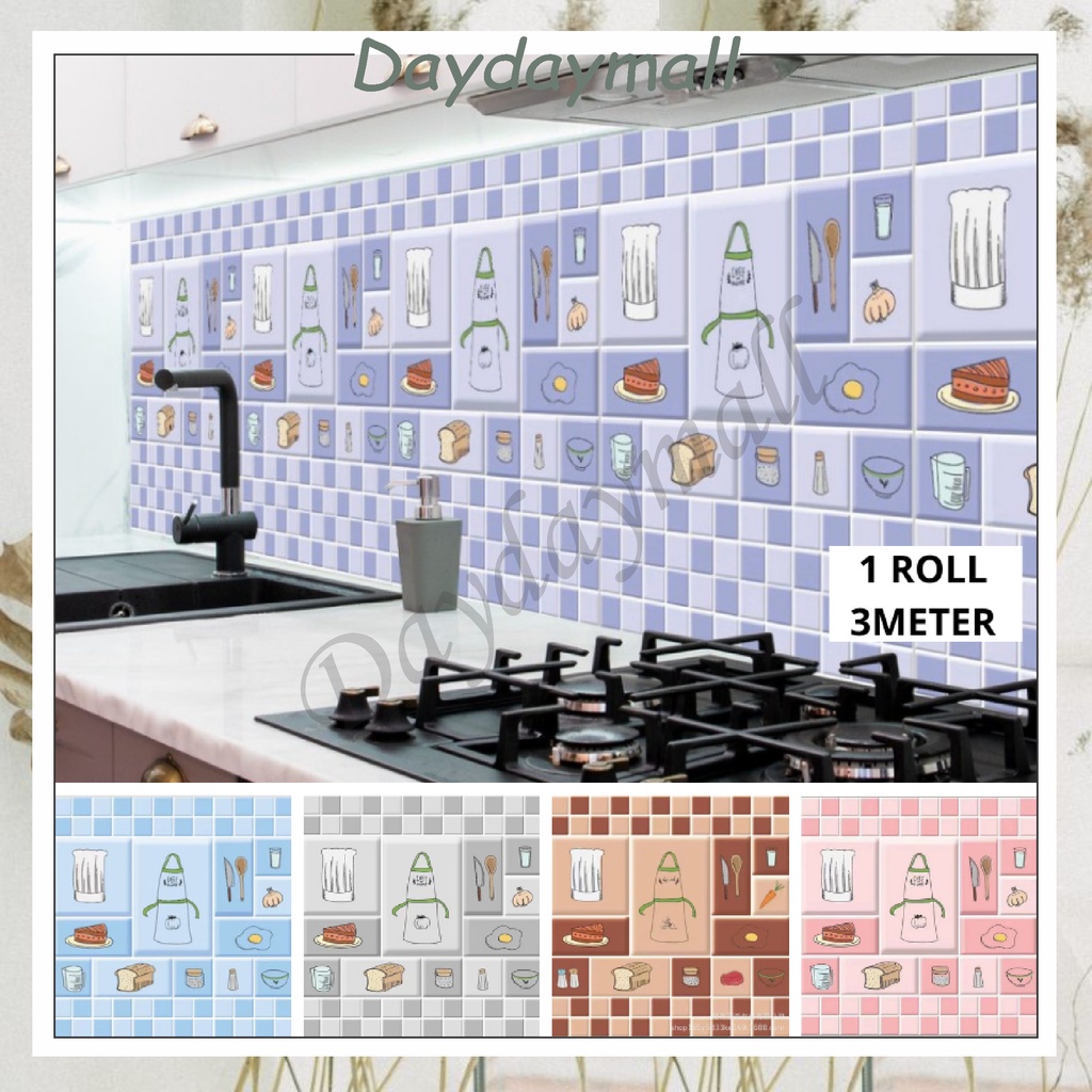 Wallpaper Sticker Dapur Anti Air 3meter / Minyak Panas / Kitchen Sticker Dinding COD DD121