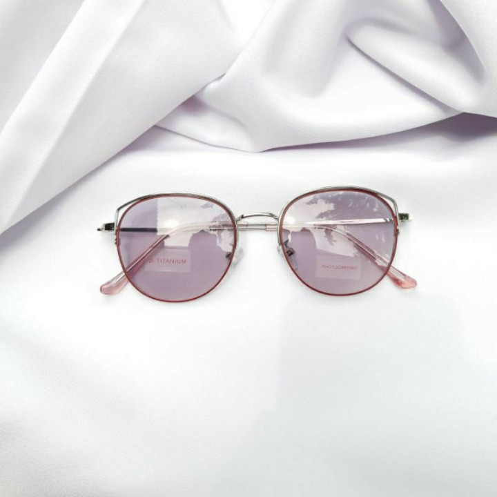 VIRAL/Kacamata Photocromic Retro Vintage Fashion Wanita Pria Berubah Warna Frame Optik AntiRadiasi