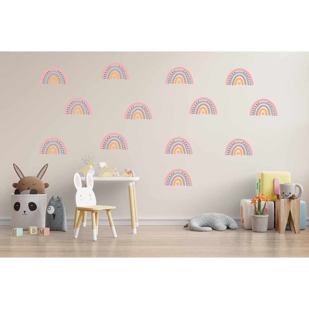 #45 Free Sticker Lampu - STIKER DINDING KAMAR TEMA RAINBOW KARAKTER BANYAK PILIHAN PELANGI RAINBOW