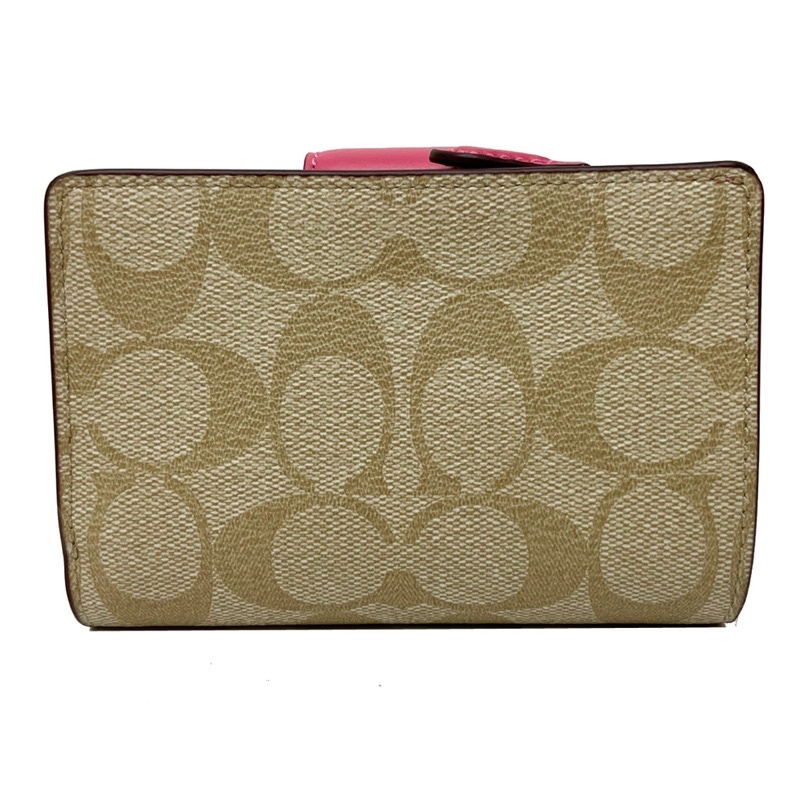 Coach Medium Corner Zip Wallet In Signature Canvas - Cream Pink (C0082)