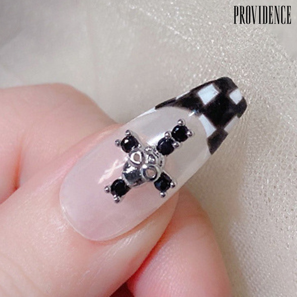 Providence Dekorasi Nail Art 3D DIY Bentuk Salib Bahan Metal