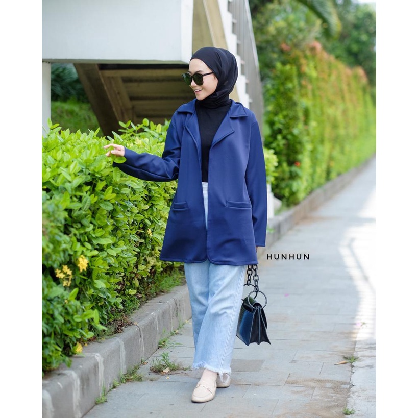 CUCI GUDANG!! Alba Blazer Outer Blazer Basic Scuba Atasan Kerja Wanita Outer Polos Murah Korean Look  Pusatgrosir_solo