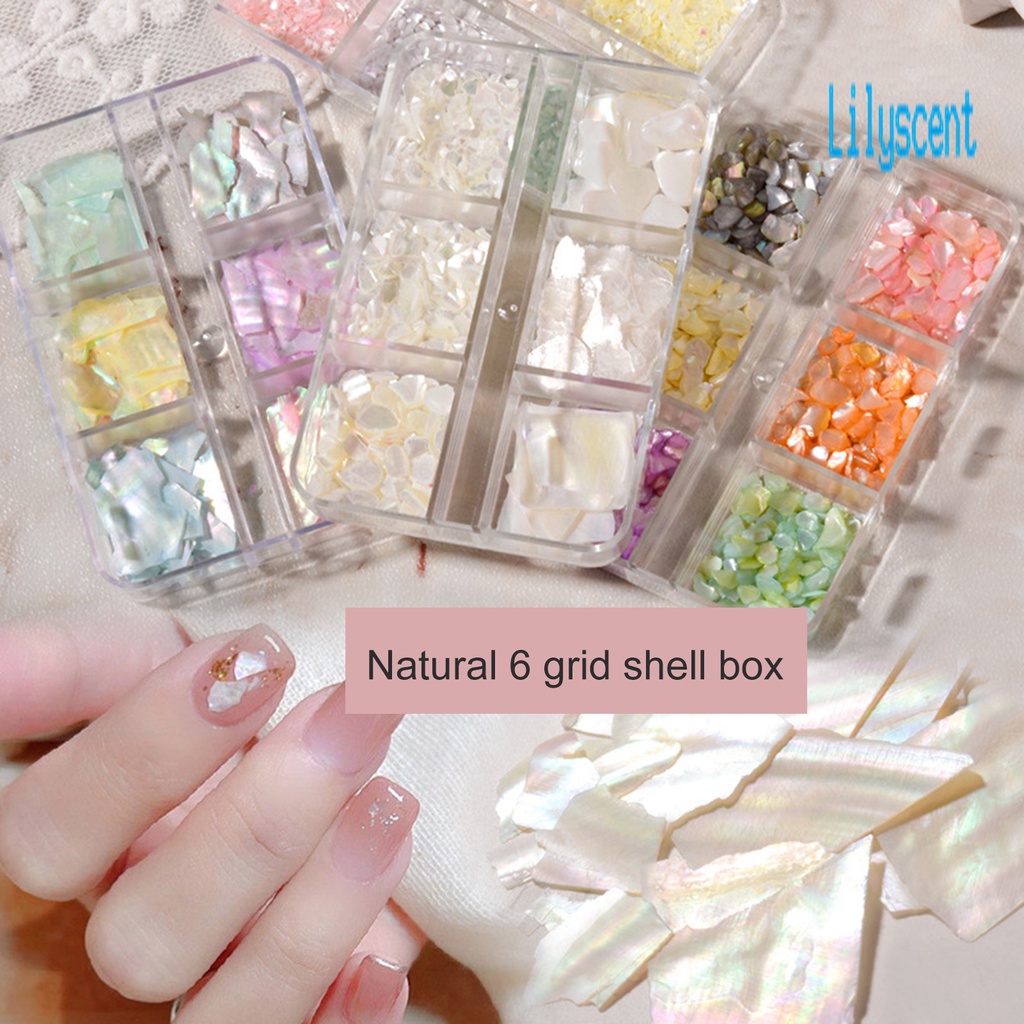 Lily 1 Kotak Payet Abalone Asimetris Warna-Warni Untuk Dekorasi Nail Art 3D