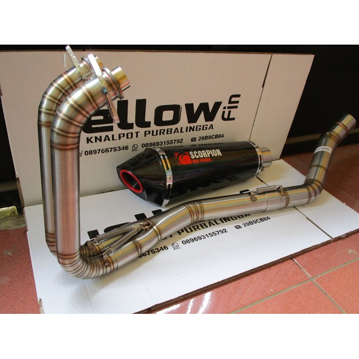 Knalpot Scorpion Red power fullsystem untuk Ninja 250 fi / carbu