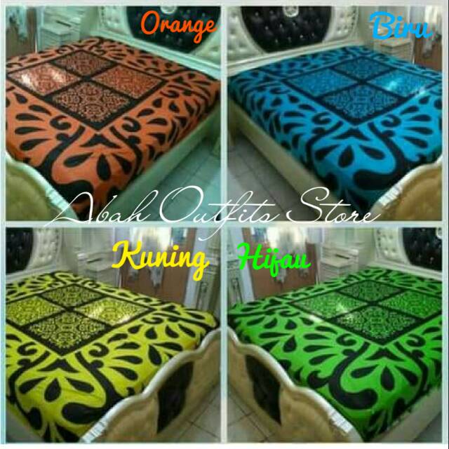 SPREI BATIK MOTIF 160X200X30 QUEEN SIZE WARNA ORANGE BIRU KUNING HIJAU SPREI REMAJA ANAK CERAH LUCU
