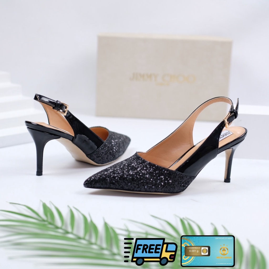 [7.7 Boombastis Sale⚡] - SEPATU WANITA JCS002 GLITTER MULES TALI BELAKANG PREMIUM IMPORT