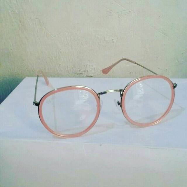 Kacamata bulat frame pink