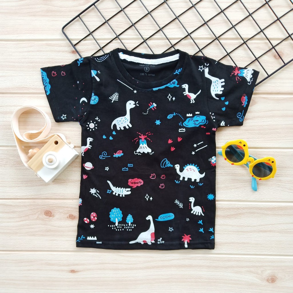  BAJU  ANAK  PRINT  TEE KAOS ANAK  FULL  PRINT  MOTIF BLACK 