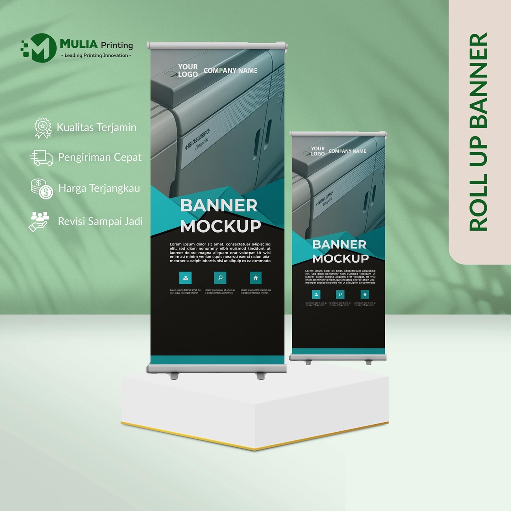 

Cetak / Print Custom Roll Up Banner + Kerangka Stainless 85x2000 cm CUSTOM - MULIA PRINTING