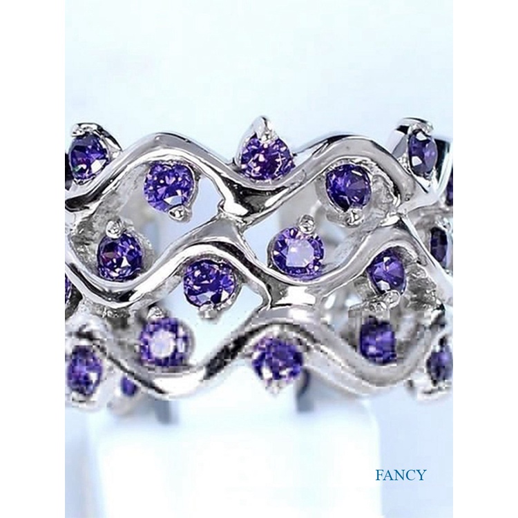 Cincin Sterling Silver 925 Hias Batu Permata Amethyst Ungu Untuk Wanita