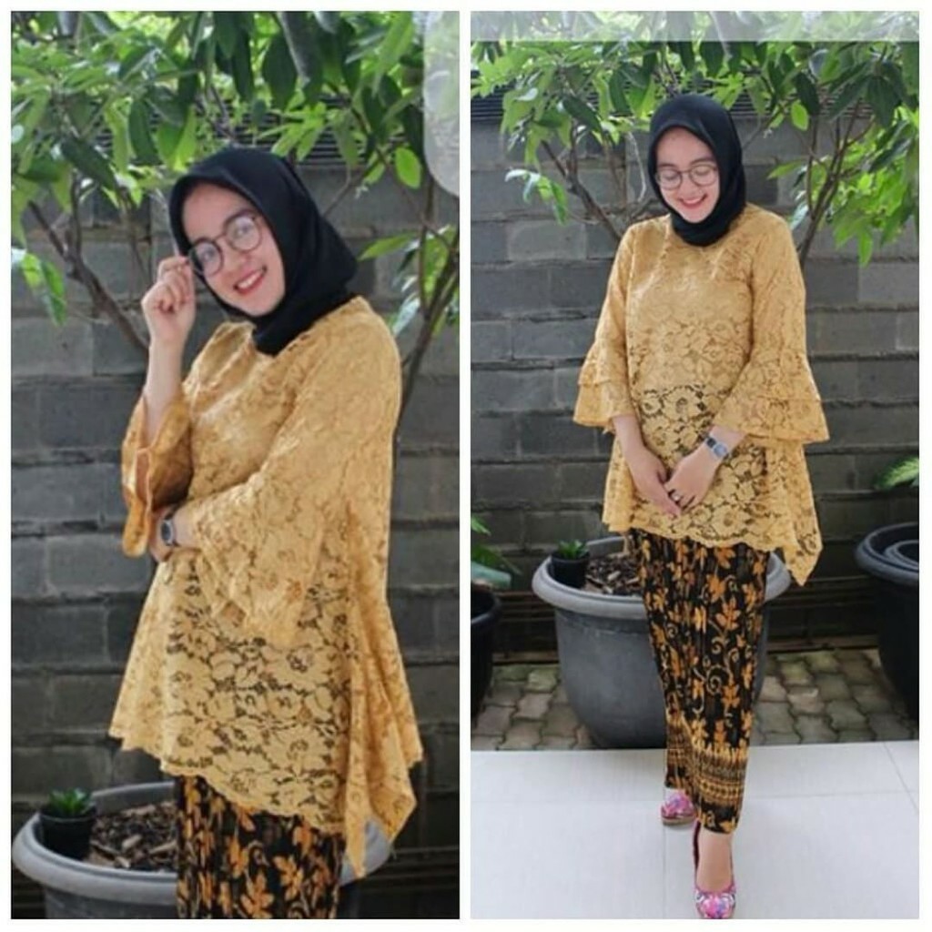 SB Collection Stelan Kebaya Melisa Blouse Brukat Dan Rok Plisket Maxi Super Jumbo Batik Wanita