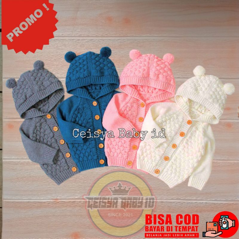 Jaket Mantel Rajut Bayi 3-18 Bulan