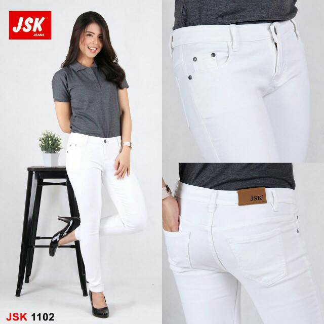 CELANA PANJANG SKINNY JEANS WANITA PENSIL TRENDY DAN MODIS JSK 1102 PUTIH