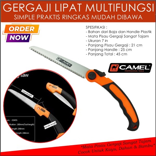 TERBARU camel gergaji lipat gergaji pohon dahan kayu genggam portable serbaguna terbaik murah berkua