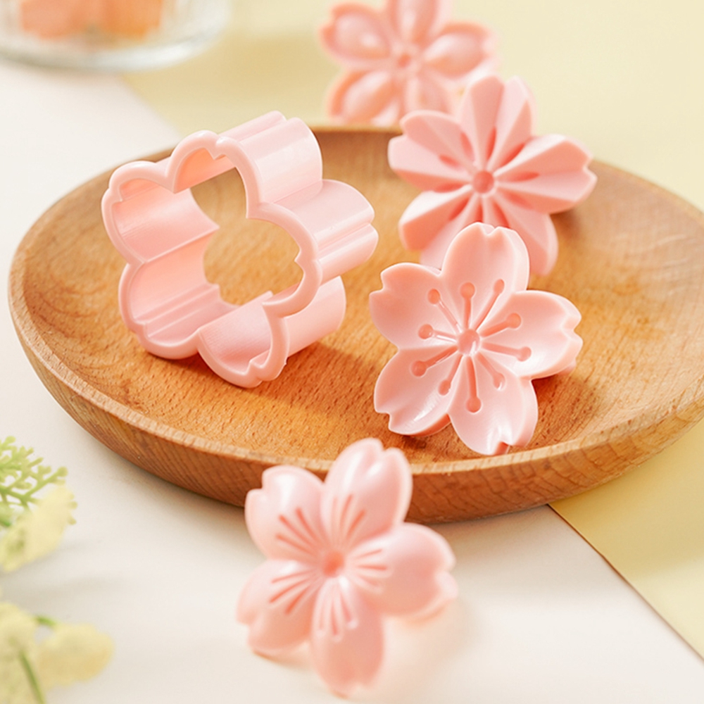 5pcs / Set Cetakan Kue / Biskuit Bentuk Bunga Sakura Aneka Warna