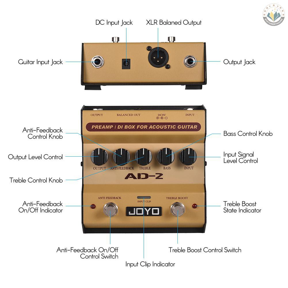 Guitar Shipping Box Acoustic - Fast Shipping Joyo Ad 2 Portable Preamp Di Box Acoustic Guitar Effect Pedal 2 Band Balance With 5 Basic Tu Shopee Indonesia