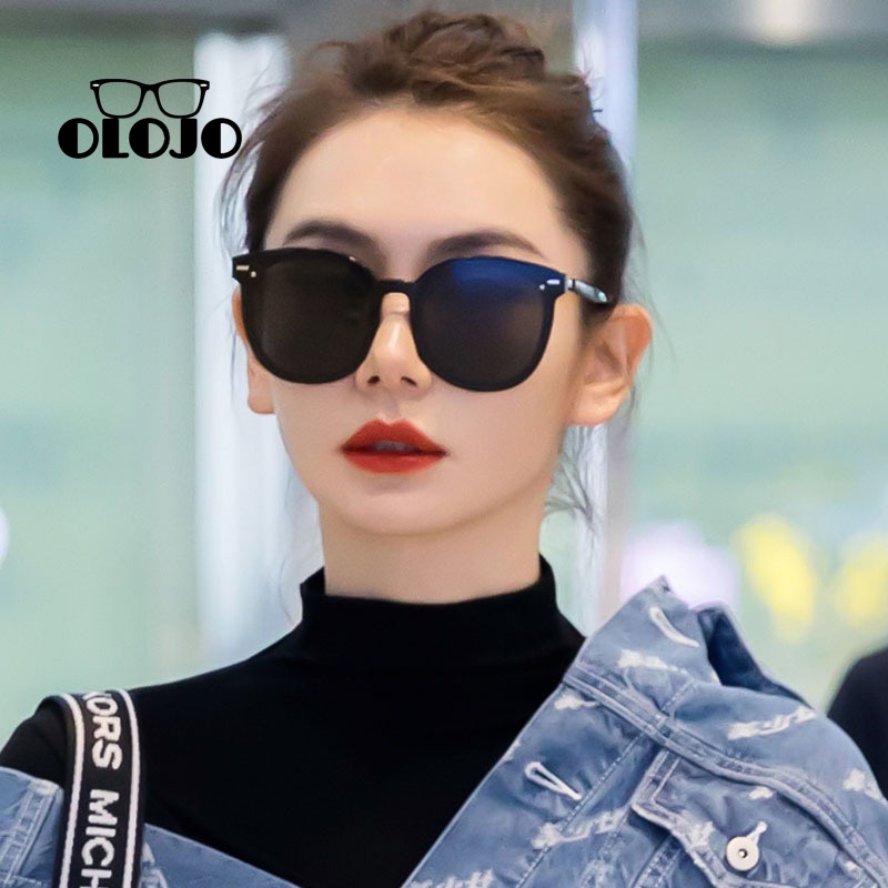 Kacamata Matahari Mode Retro Cat Eye Sunglasses Retro Kacamata Unisex Hitam Sunglasses UV Melindungi OLOJO