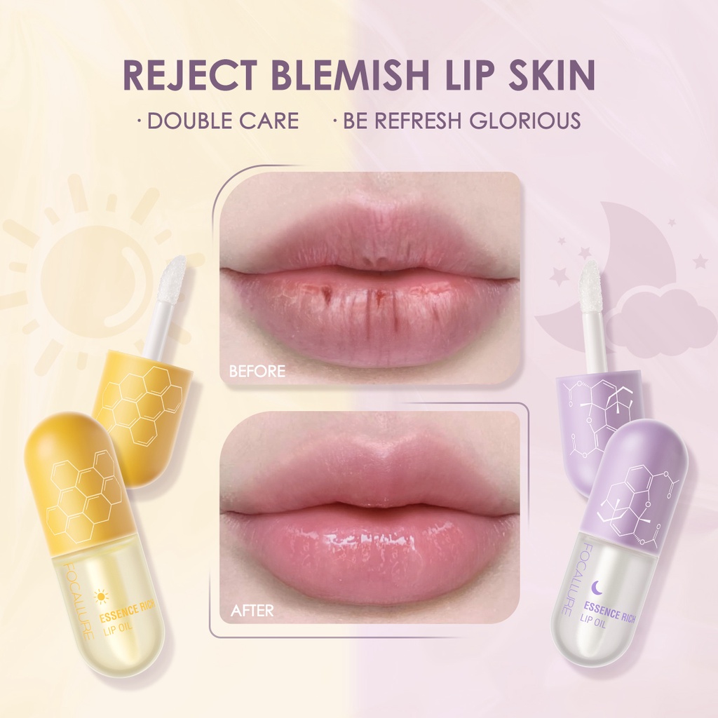 FOCALLURE Pure Natural Lip Oil Soften Moisturized Repaired Lipbalm Multi-uses Waterproof Lip care Pelembab Bibir Fa330