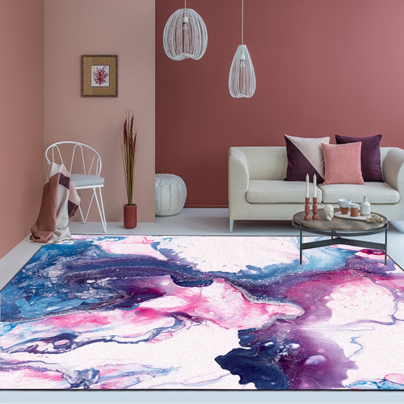 U0026 Karpet Desain Nordic Abstrak Warna Ungu Biru Untuk Ruang Tamu Kamar Tidur Shopee Indonesia