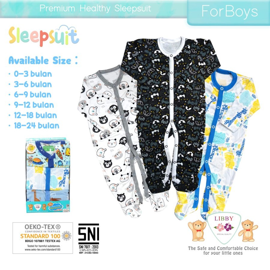 Libby Lullaby Premium Sleepsuit 3pk